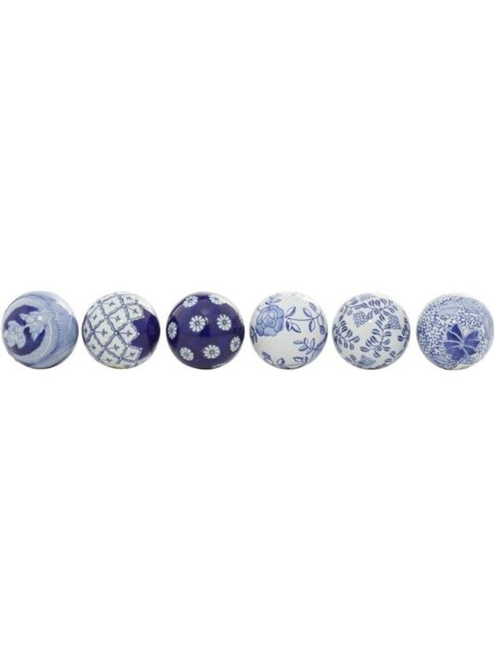 Blue Ceramic Decorative Orbs Set Vase Bowl Filler Table Centerpiece Decor